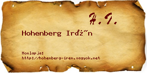 Hohenberg Irén névjegykártya